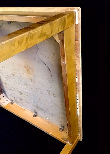 Wooden frame with a white interior on a black background