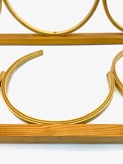Gold metal frames on a white background