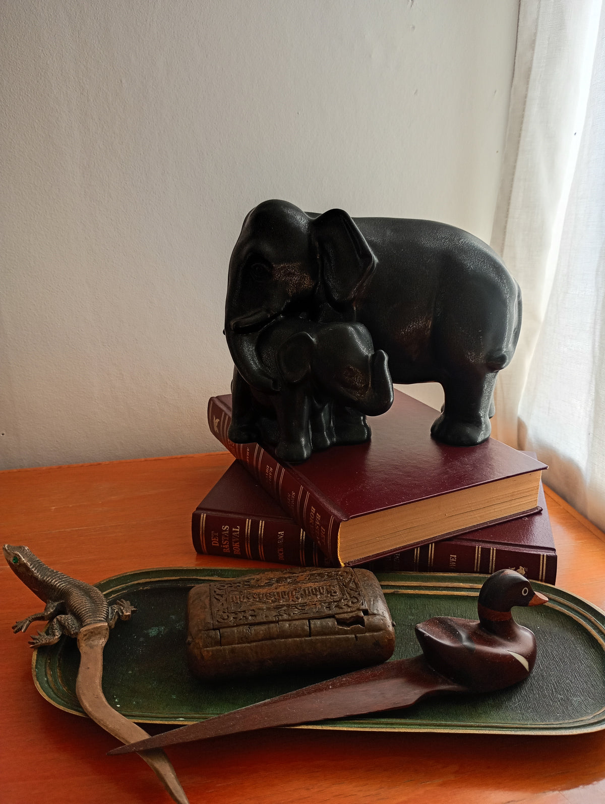 Elephant Figurine with Cub (Sweden, 1956)