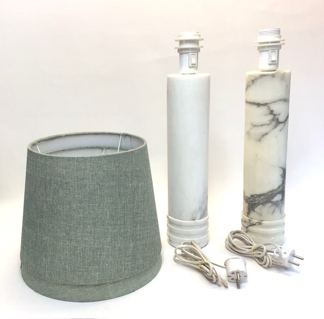 Bergboms Mid-Century Pair Table lamps in Carrara Marble (Sweden, 1960s)