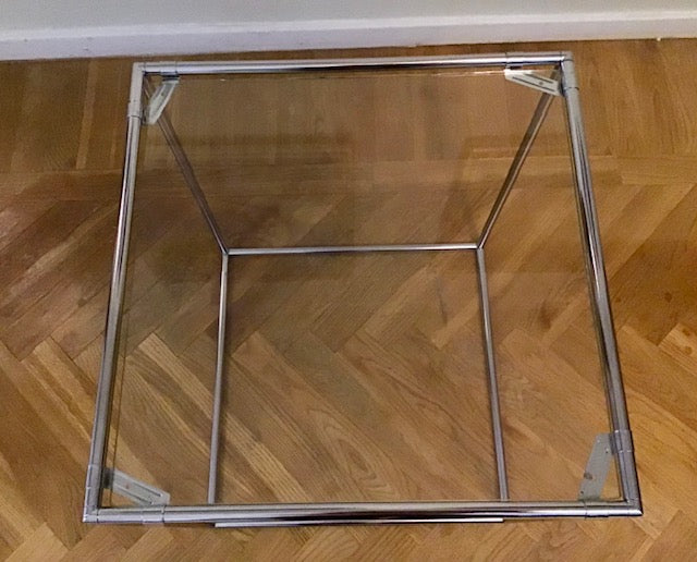 Metal frame on a wooden floor